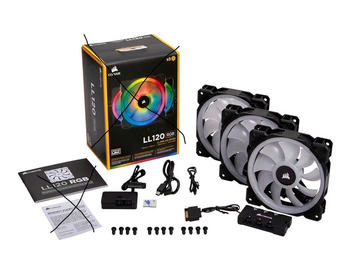 Corsair LL120 RGB Fans 3x met RGB Hub zo goed als nieuw., Ophalen of Verzenden, Zo goed als nieuw, Luchtkoeling