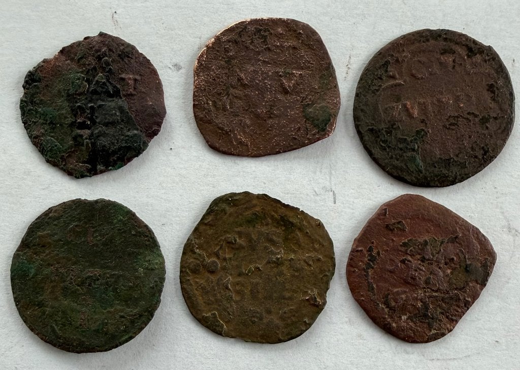 Duit, Batenburg, Campen, Huissen, Zutphen, 6 stuks, Postzegels en Munten, Munten | Nederland, Verzenden, Vóór koninkrijk, Overige waardes