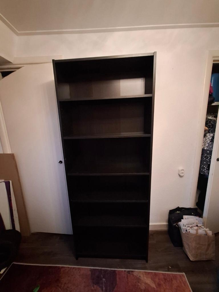 IKEA BILLY Boekenkast zwart eiken 200x80x28 cm met 5 planken, Ophalen, Met plank(en), Gebruikt, 200 cm of meer