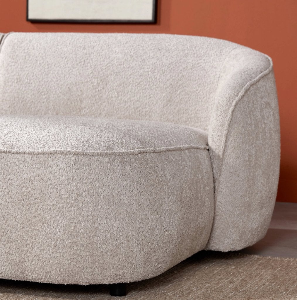 by fonQ Chubby Hoekbank Rechts Bouclé Greige | Van €1199, nu, Byfonq, Byfonq, Nieuw, 75 tot 100 cm