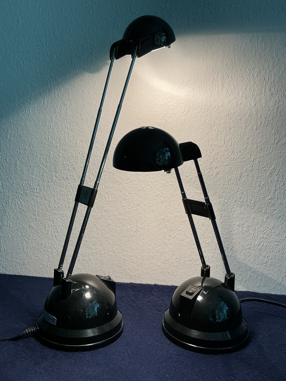 vintage IKEA tafel/bedlampjes- 2 stuks, Met schakelaar, Vintage, 45 cm, Ophalen of Verzenden