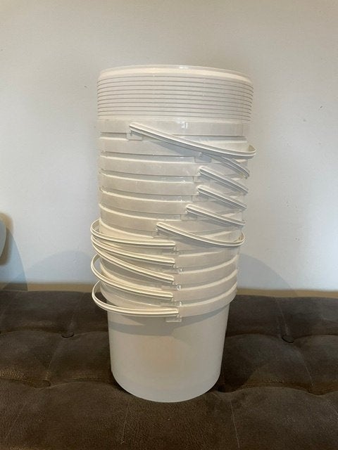 Emmers wit 5 liter nieuw, Ophalen of Verzenden, Nieuw, Kunststof, Met deksel