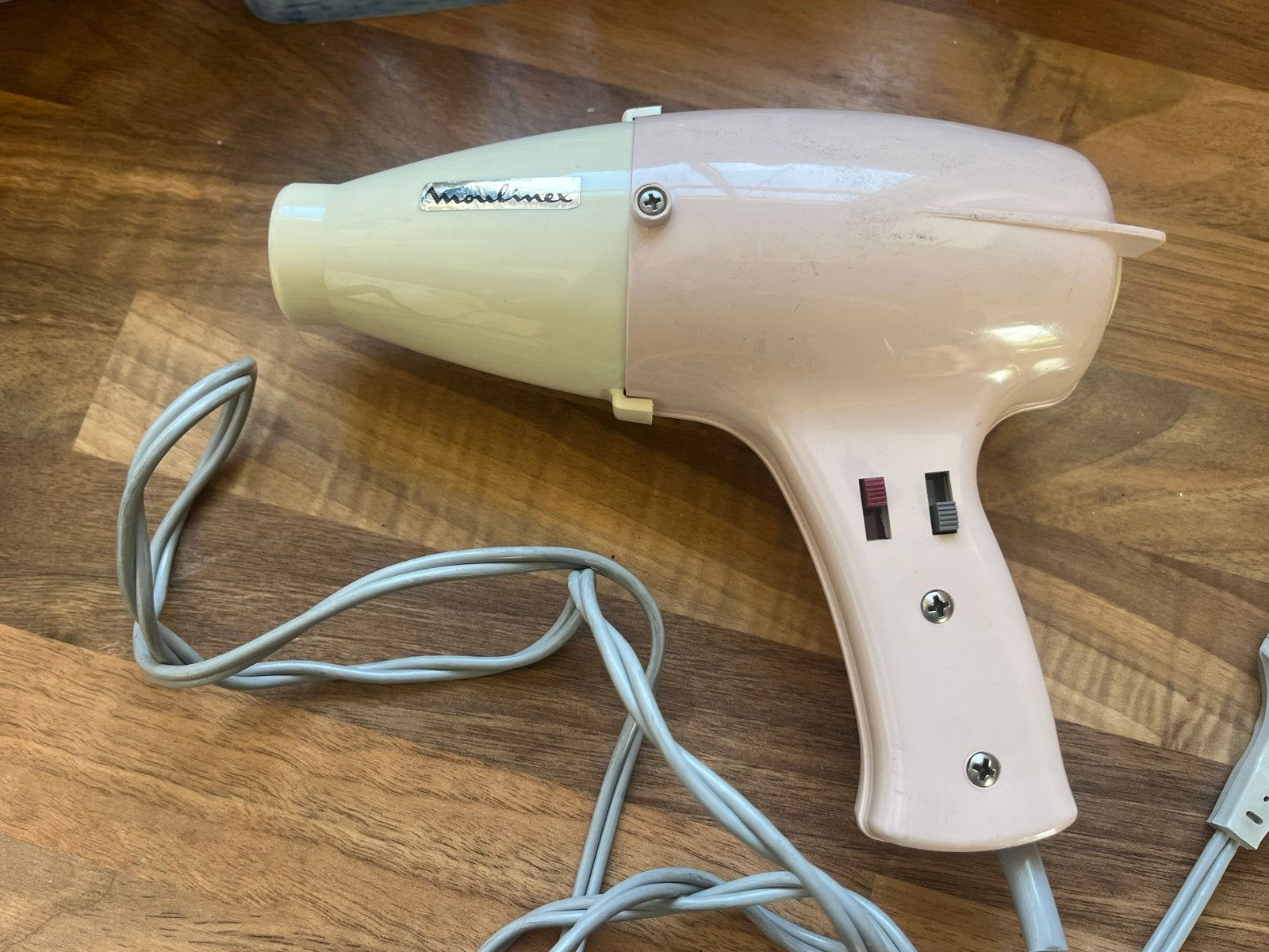 Vintage Moulinex Föhn - Roze/Crème - Type 162.2.06, Ophalen of Verzenden, Gebruikt, Haarverzorging