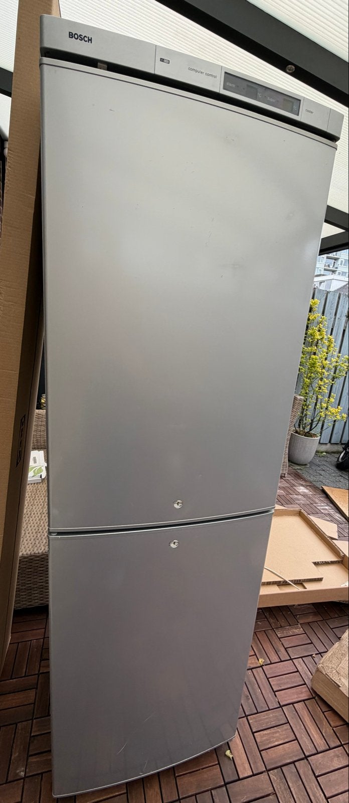 Bosch Koelkast met Vriezer - Zilver, Ophalen, Gebruikt, 200 liter of meer, 60 cm of meer