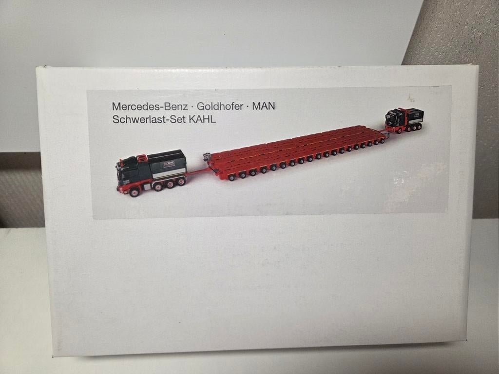 Conrad Mercedes/MAN Goldhofer zwaartransport set Kahl, Ophalen of Verzenden, Zo goed als nieuw, Bus of Vrachtwagen, Conrad