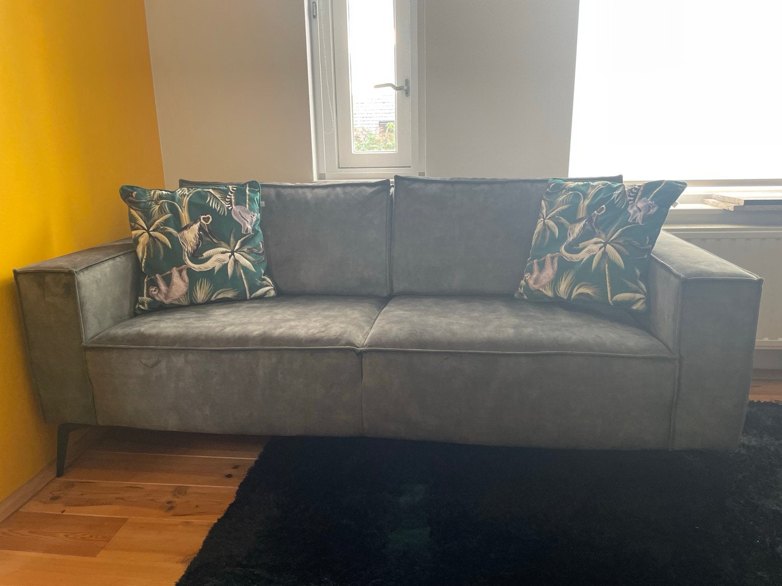 Zo goed als nieuwe velvet groene 2,5 zitsbank Sinton, Ophalen, Driepersoons, 75 tot 100 cm, Zo goed als nieuw