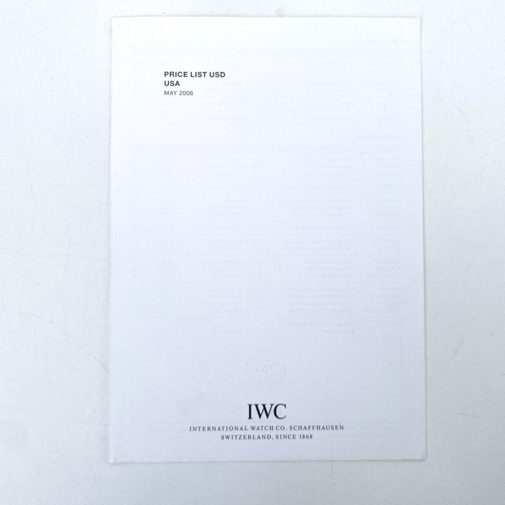 IWC / International Watch Company – Prijslijst 2006, Boeken, Verzenden, Gelezen, Folder