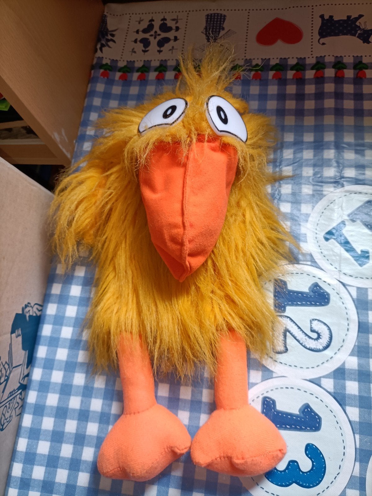 Gele kraai handpop vogel met piepje rekenhulp, Ophalen of Verzenden, Zo goed als nieuw, Overige typen