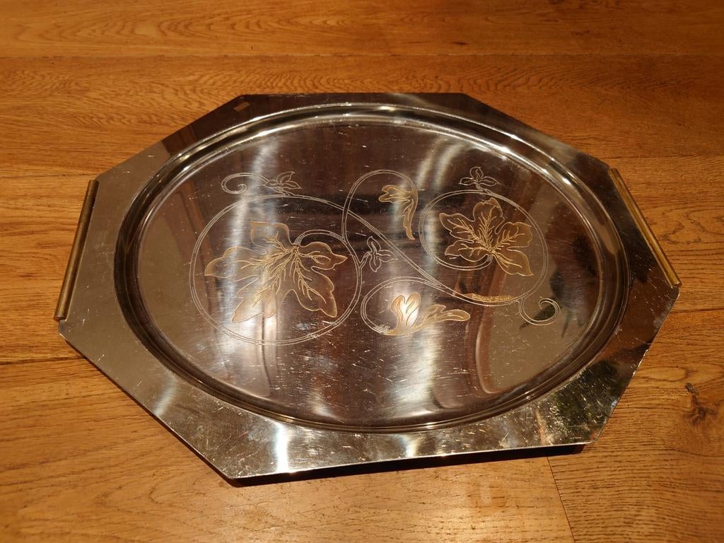 Dienblad Elegante Oro Gioiel 24K RVS Gouden wijnstokbladeren, Huis en Inrichting, Woonaccessoires | Dienbladen, Ophalen of Verzenden