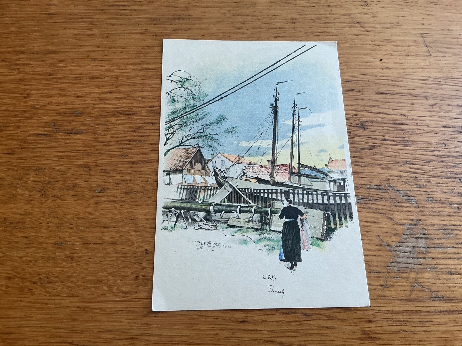 O671 Urk Illustrator, Ophalen of Verzenden, 1940 tot 1960, Flevoland