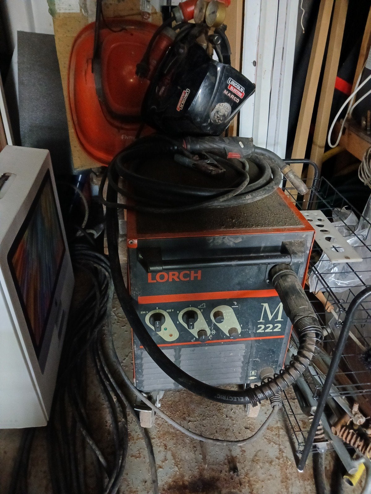 Lasapparaat Lorch M 222 met gasfles en laskap, Ophalen