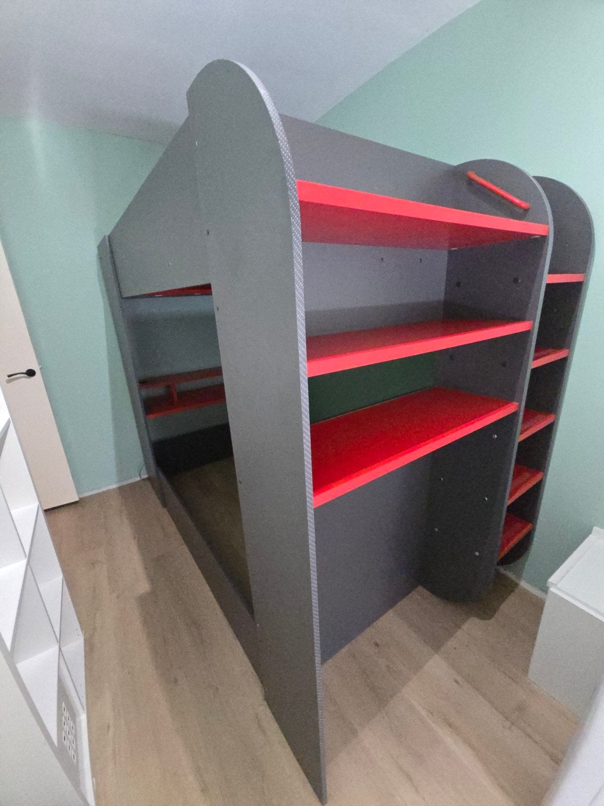 120x200cm Gaming hoogslaper Cube 5000 bureau bed, hangkast, Ophalen, Gebruikt, Hoogslaper, 160 tot 180 cm