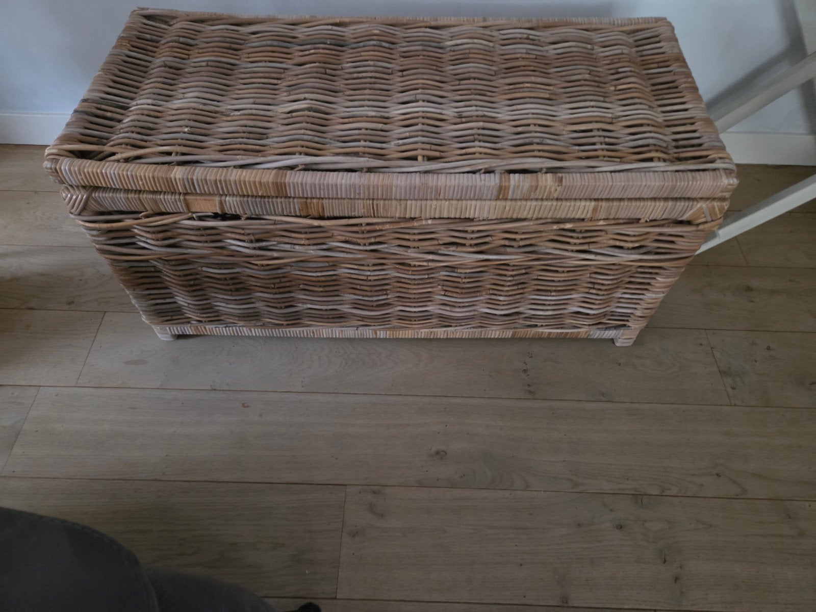 Grote rieten opbergkist / dekenkist, Overige materialen, Gebruikt, 50 tot 100 cm, 50 tot 75 cm