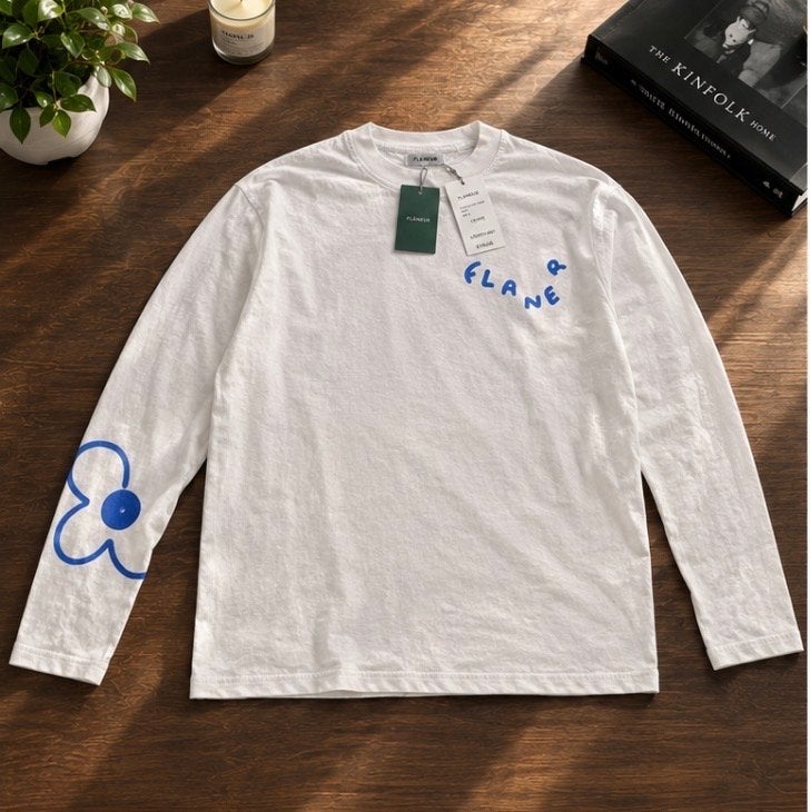 Flâneur longsleeve wit met blauwe details - Maat S, Kleding | Dames, T-shirts, Wit, Nieuw, Ophalen of Verzenden, Lange mouw