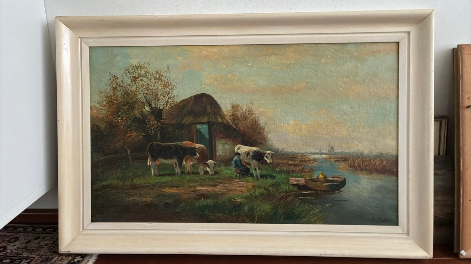 Piet Bouter olie op doek groot schilderij in goede staat, Antiek en Kunst, Ophalen