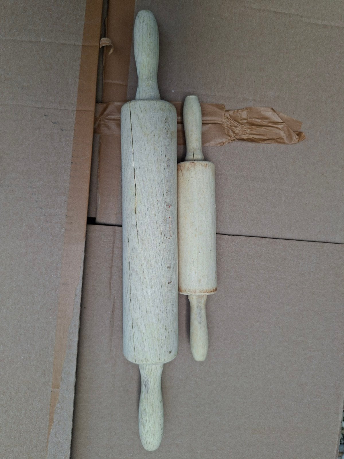 Set van 2 houten deegrollers, Beige, Hout, Ophalen of Verzenden, Overige typen