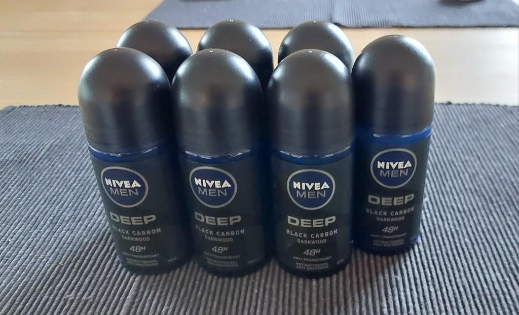 *Nieuw* 7x Nivea Men Deep Black Carbon Darkwood Deoroller, Ophalen of Verzenden, Nieuw, Deodorant of Bodyspray