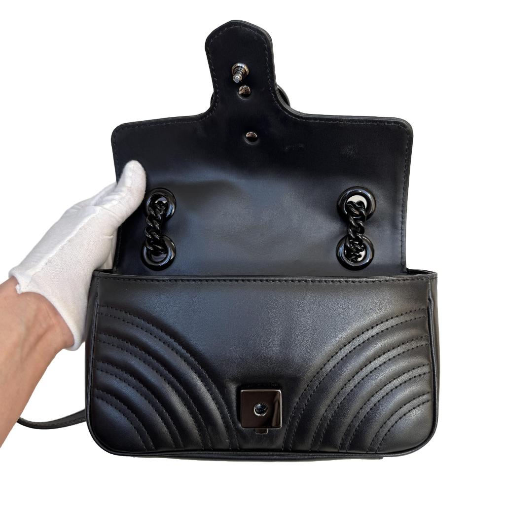 Gucci marmont matelasse mini small zwart so black tas image 10