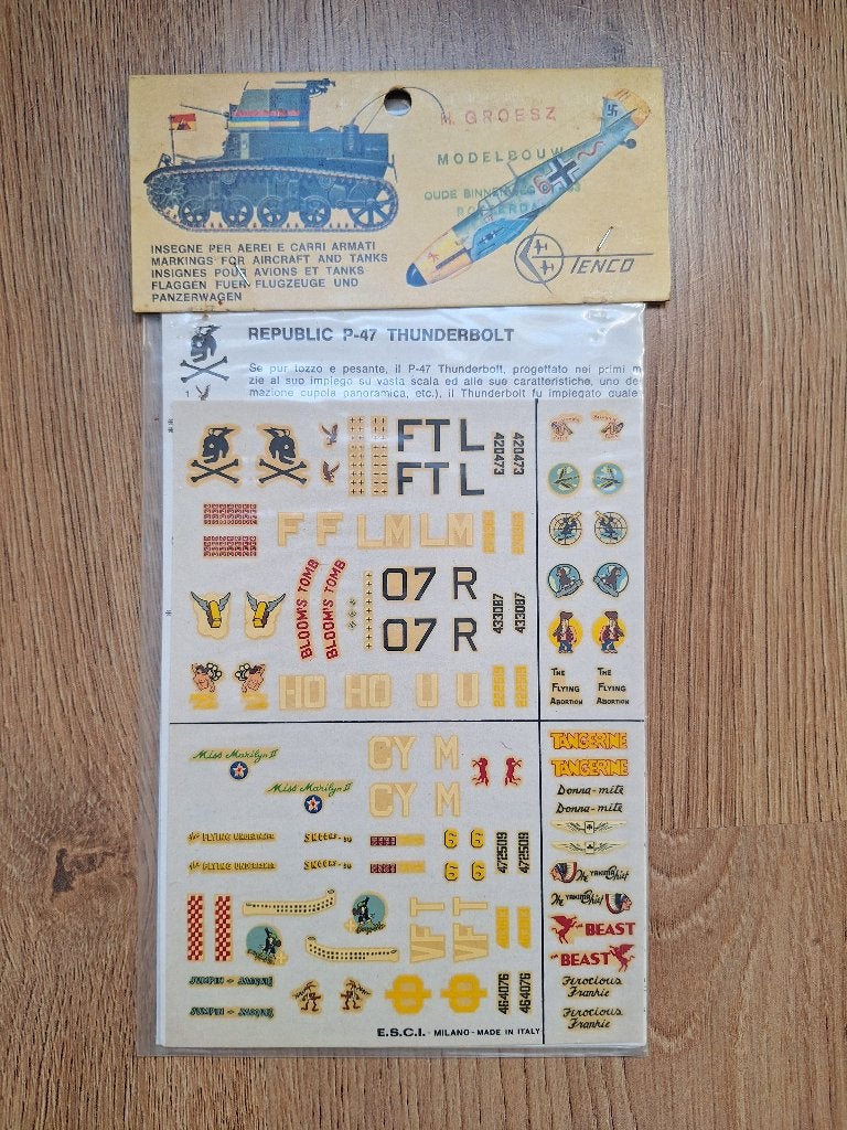1:72 1/72 ESCI Decals; Republic P-47 Thunderbolt, North Amer, Overige merken, 1:72 tot 1:144, Ophalen of Verzenden, Zo goed als nieuw