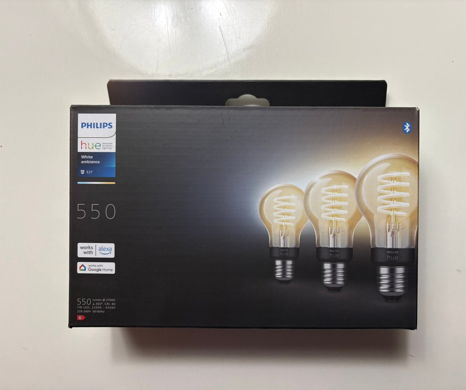 3x Philips hue filament e27 A60 white ambiance, Philips Hue, Nieuw, Bluetooth, Smart lamp