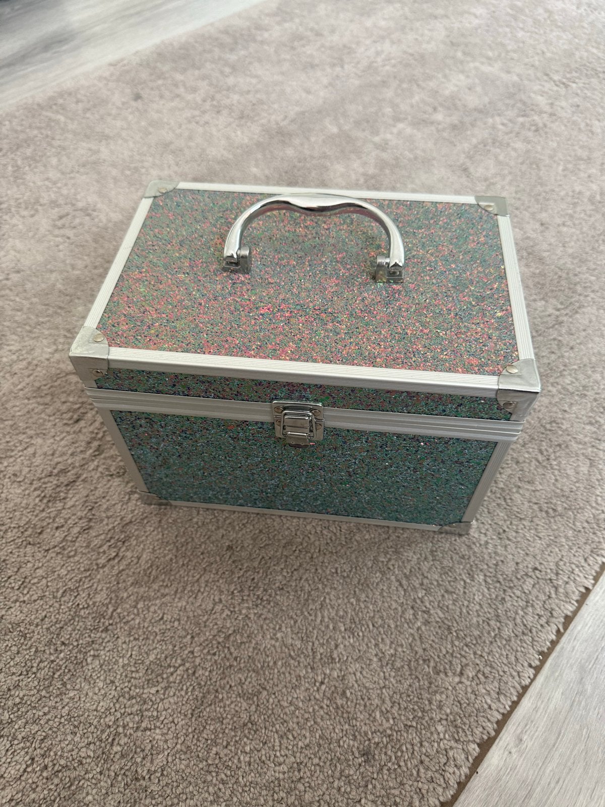 Glitter Make-up Koffer met Spiegel en Opbergvakken, Ophalen, Gebruikt, Overige kleuren, Met spiegeltje(s)