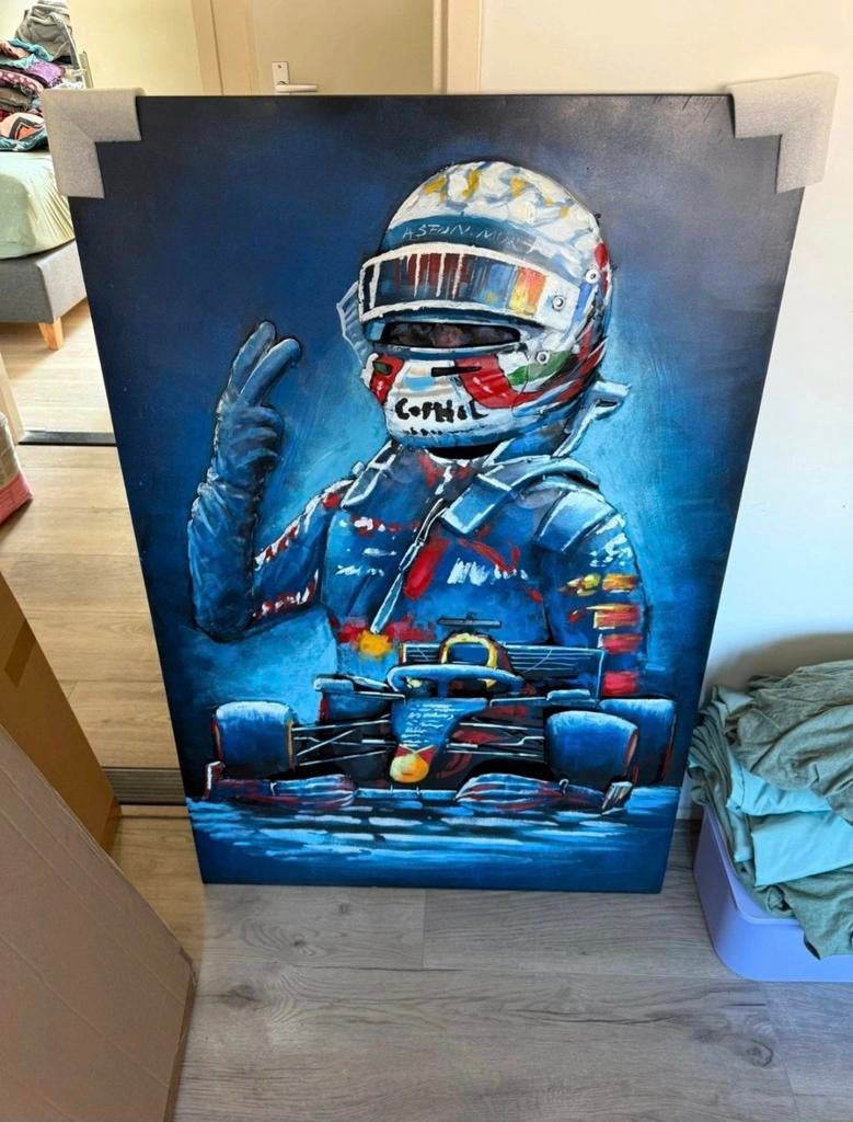 Formule 1 Metalen Schilderij Max Verstappen 120x80cm Nieuw, Antiek en Kunst, Kunst | Schilderijen | Modern, Ophalen
