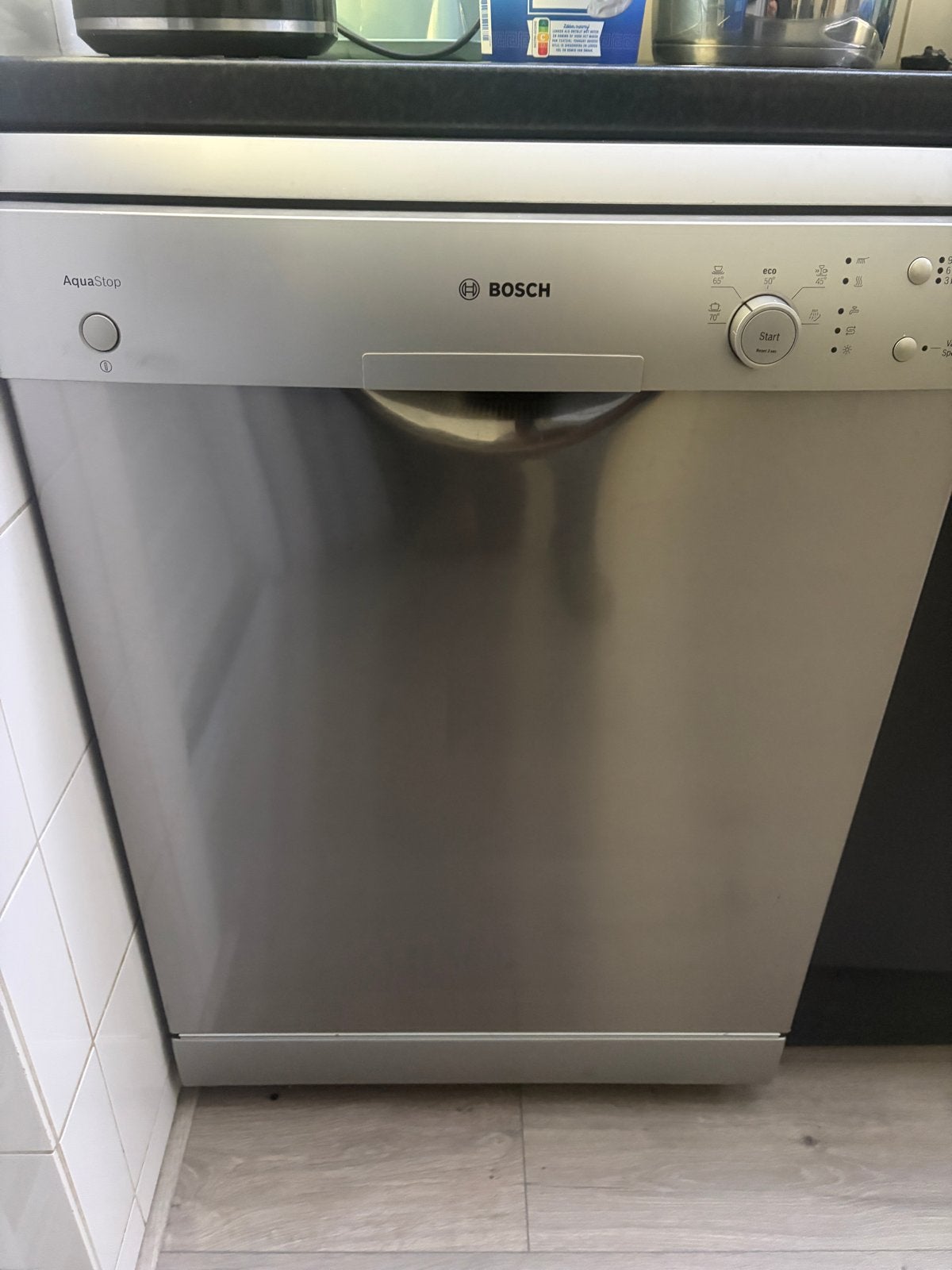 Bosch AquaStop Vrijstaande Vaatwasser - Zilver, Gebruikt, 60 cm of meer, Eco programma, Ophalen of Verzenden
