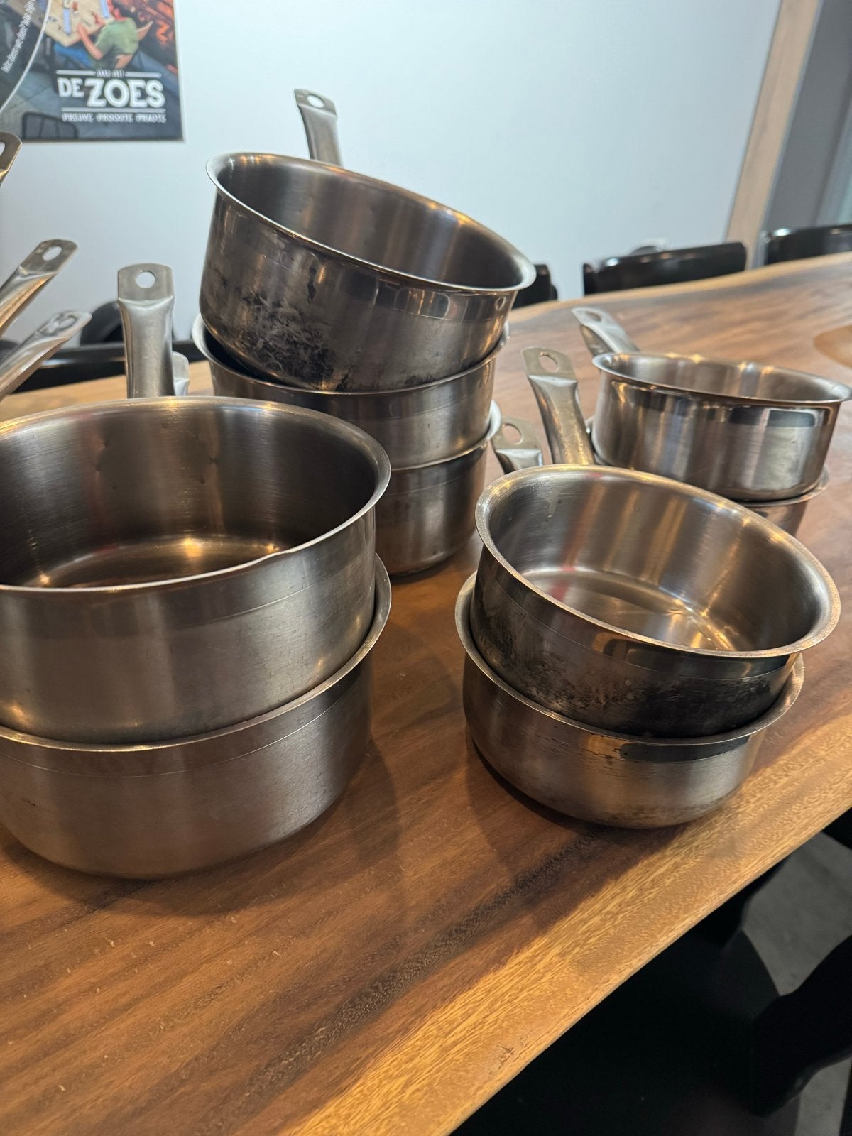 9 stuks Select Cuisine steelpannen voor gasfornuis, Ophalen, Gebruikt, Rvs, Kookpan