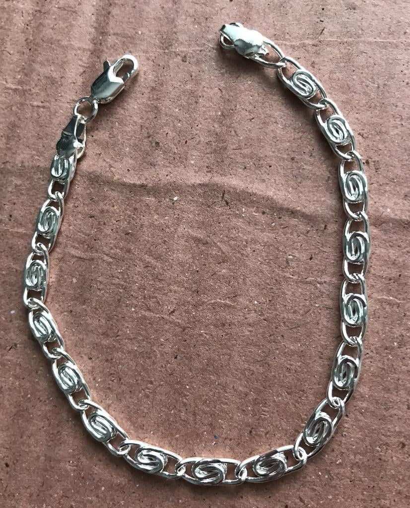 Armband Tibet zilver platte Koningsschakel 21 CM -NIEUW-, Ophalen of Verzenden, Nieuw, Zilver, Overige materialen
