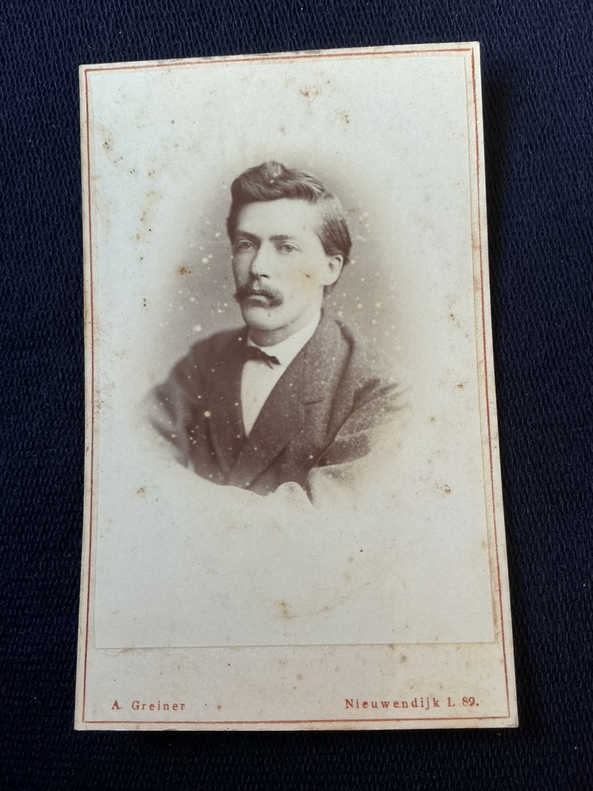 CDV, Man, ALBERT GREINER, AMSTERDAM, Carte de Visite 3, Ophalen of Verzenden, Voor 1940, Gebruikt, Foto