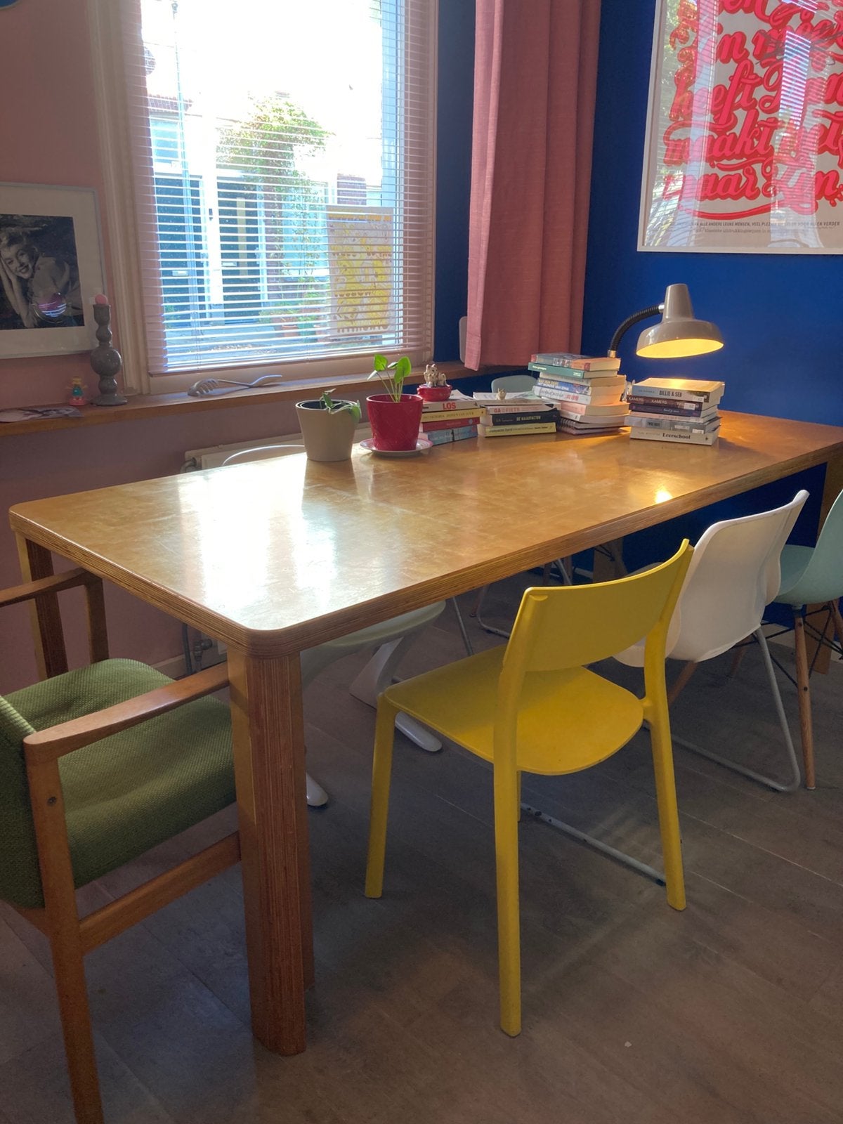 Eettafel vintage stijl, Ophalen, Vintage modern, 200 cm of meer, 50 tot 100 cm
