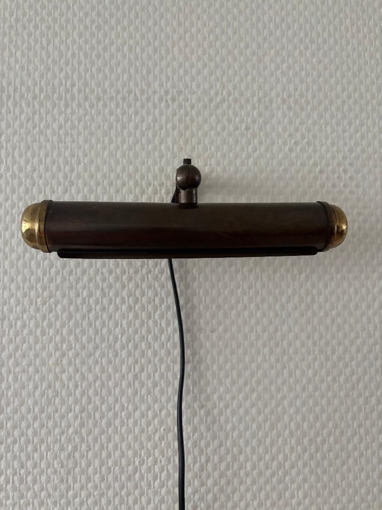 Vintage schilderijlamp van koper/messing 22 cm + schakelaar., Antiek en Kunst, Ophalen of Verzenden