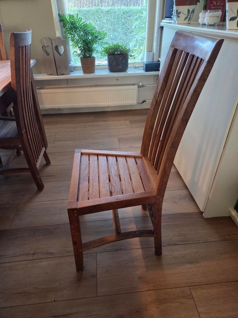 eetkamerstoelen hout, Huis en Inrichting, Stoelen, Ophalen, Zie foto, Gebruikt, Bruin