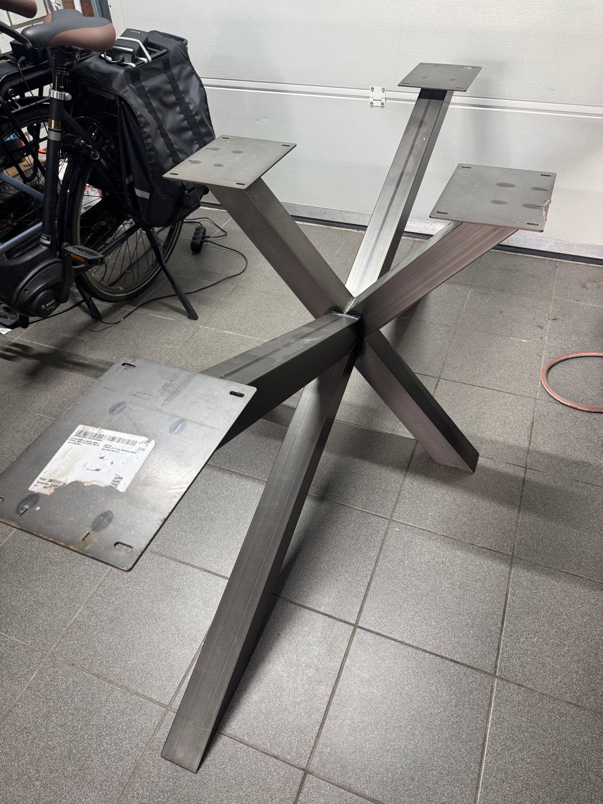 Spinpoot tafelonderstel 190x78x76 cm - 8x8cm kokerprofiel, Ophalen, Tafelpoot, Gebruikt, 50 tot 100 cm