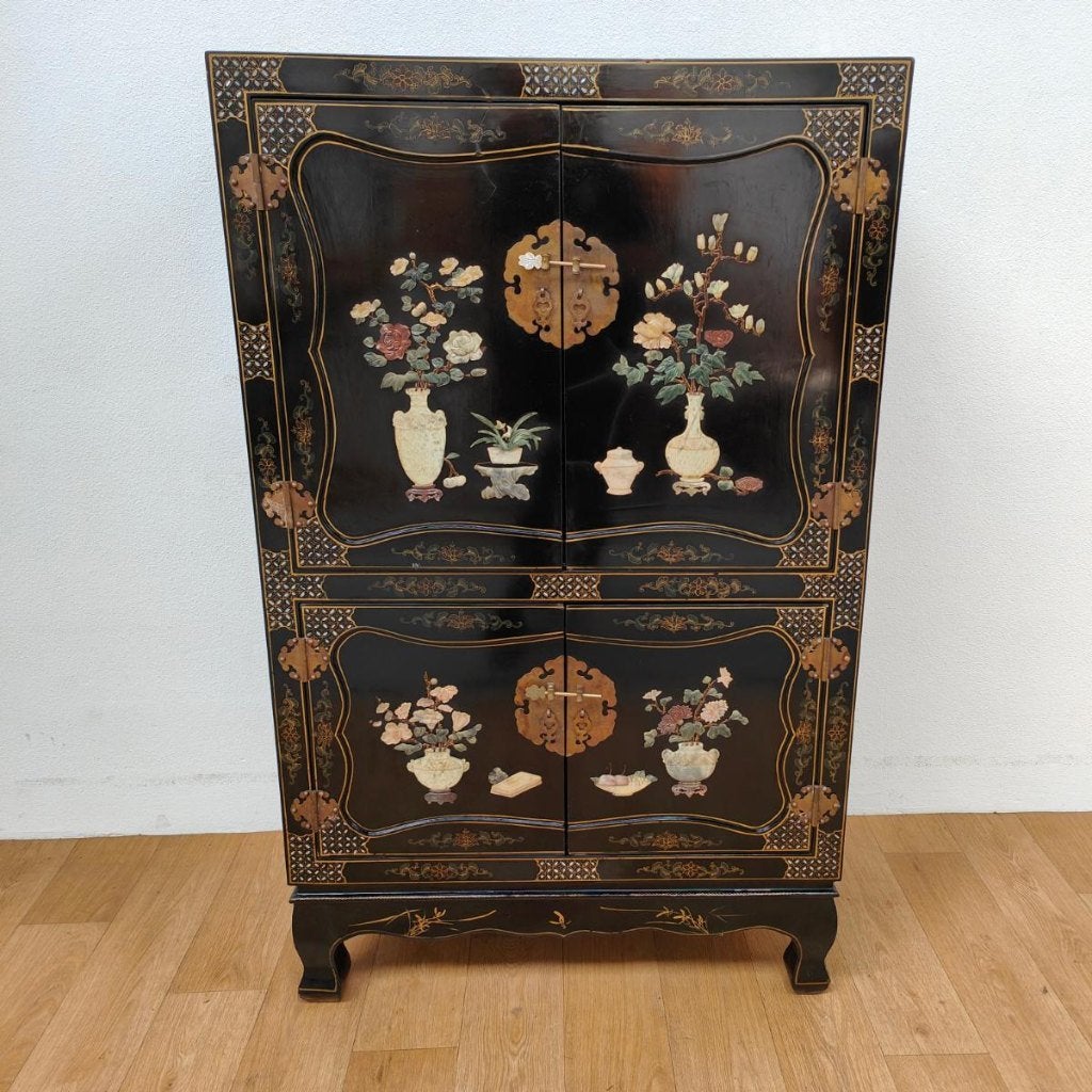 Vintage Chinese bruidskast servieskast buffetkast Chinoise 4, Huis en Inrichting, Valkenswaard, Gebruikt, 100 tot 150 cm, Info@flashbackfurniture.nl