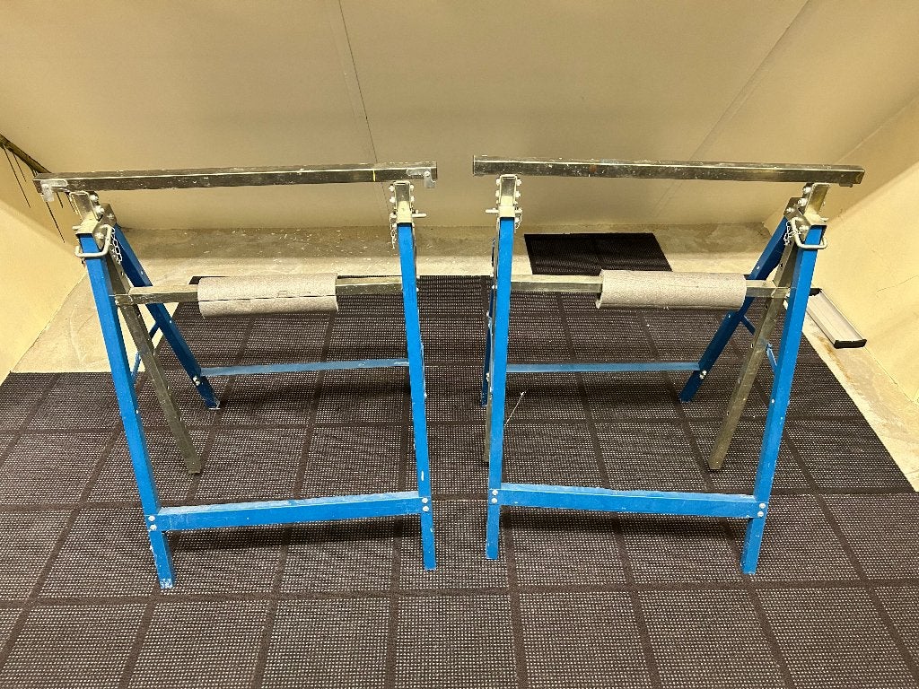 Set verstelbare metalen schragen / werkbokken, Ophalen, Zo goed als nieuw, 70 tot 120 cm, Inklapbaar