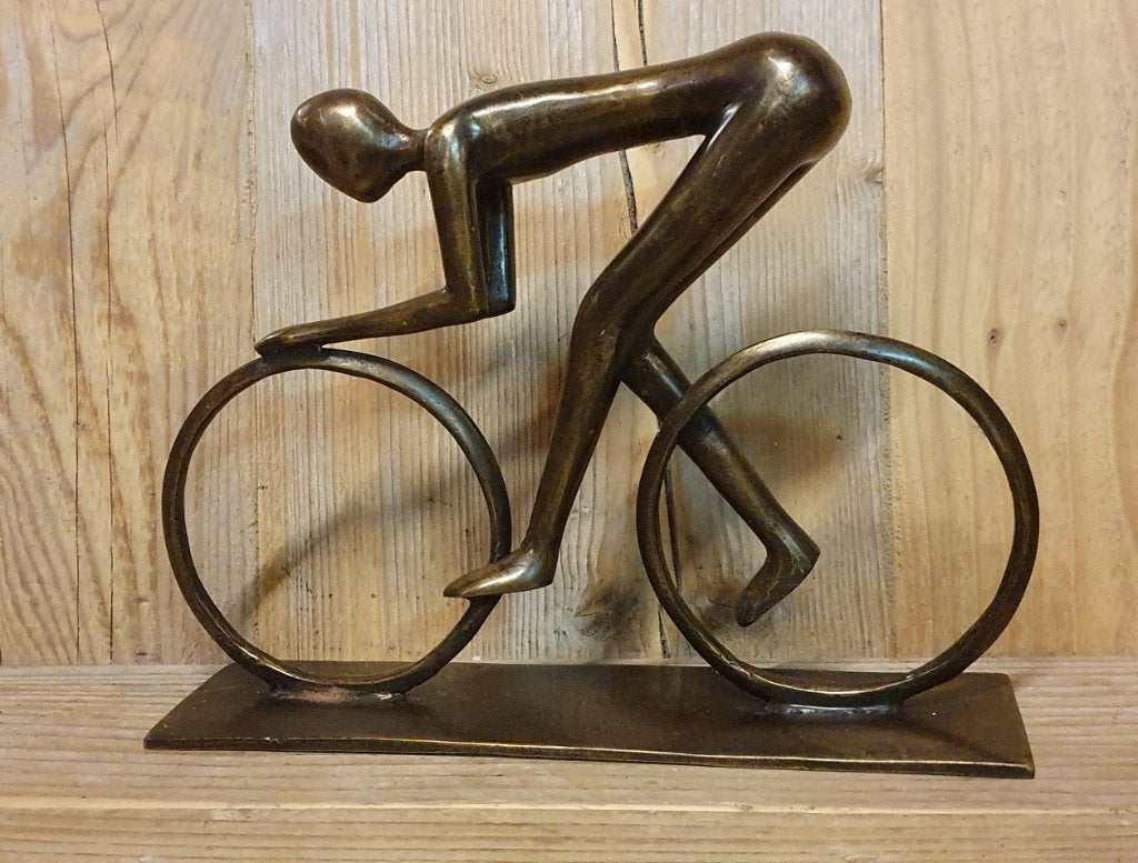 WIELRENNER / BRONZEN BEELD, Ophalen of Verzenden, Handgemaakt, Brons, Beeld