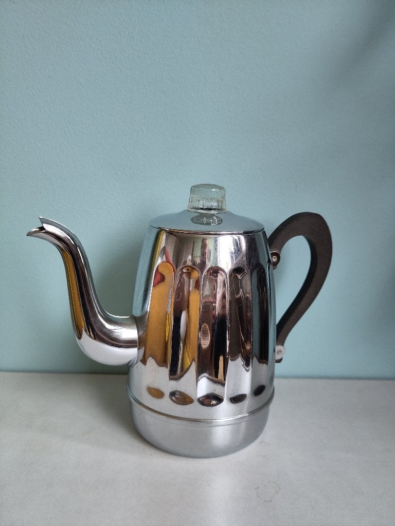 Bredemeijer Hilversum Theepot/Koffiepot Art Deco, Theepot/fluitketel, Gebruikt, Bredemeijer, Zilver