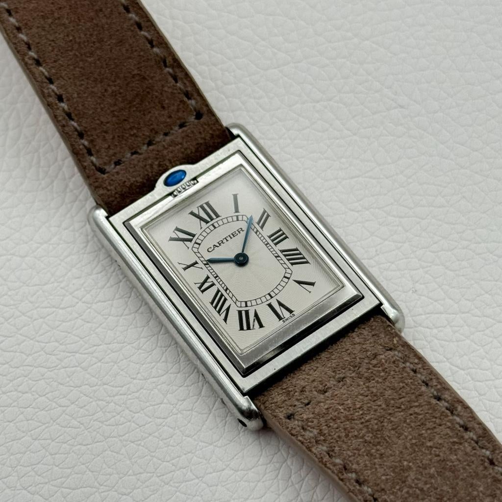 Cartier Tank Basculante – Ref. 2390 - Full Set, Ophalen of Verzenden, Zo goed als nieuw, Leer, Overige merken