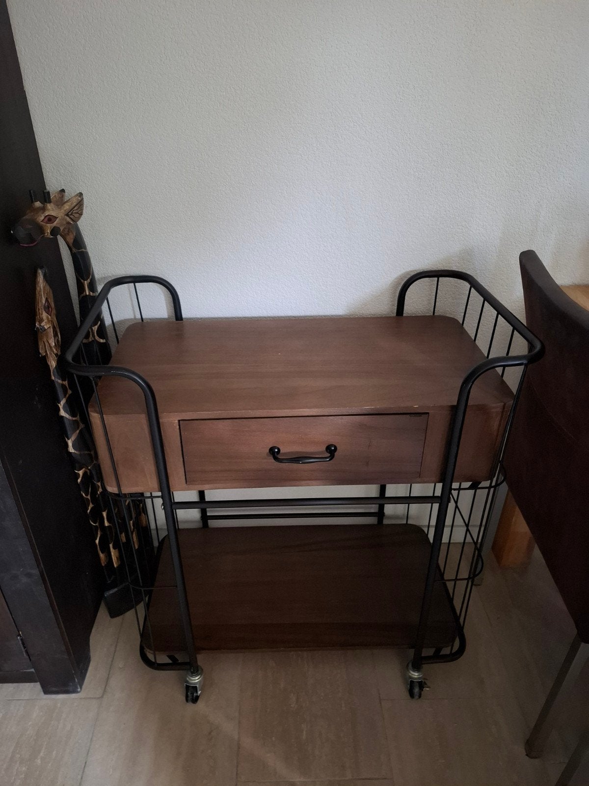 Industriële trolley met lade- bakkerskast - Hout en metaal, Ophalen, Zo goed als nieuw