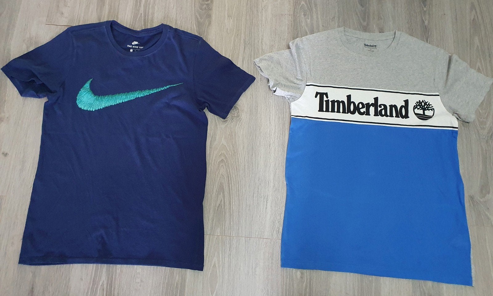 Nike en Timberland T-shirts - Maat S een keer gedragen, Nike, Timberland, Blauw, Ophalen of Verzenden, Zo goed als nieuw