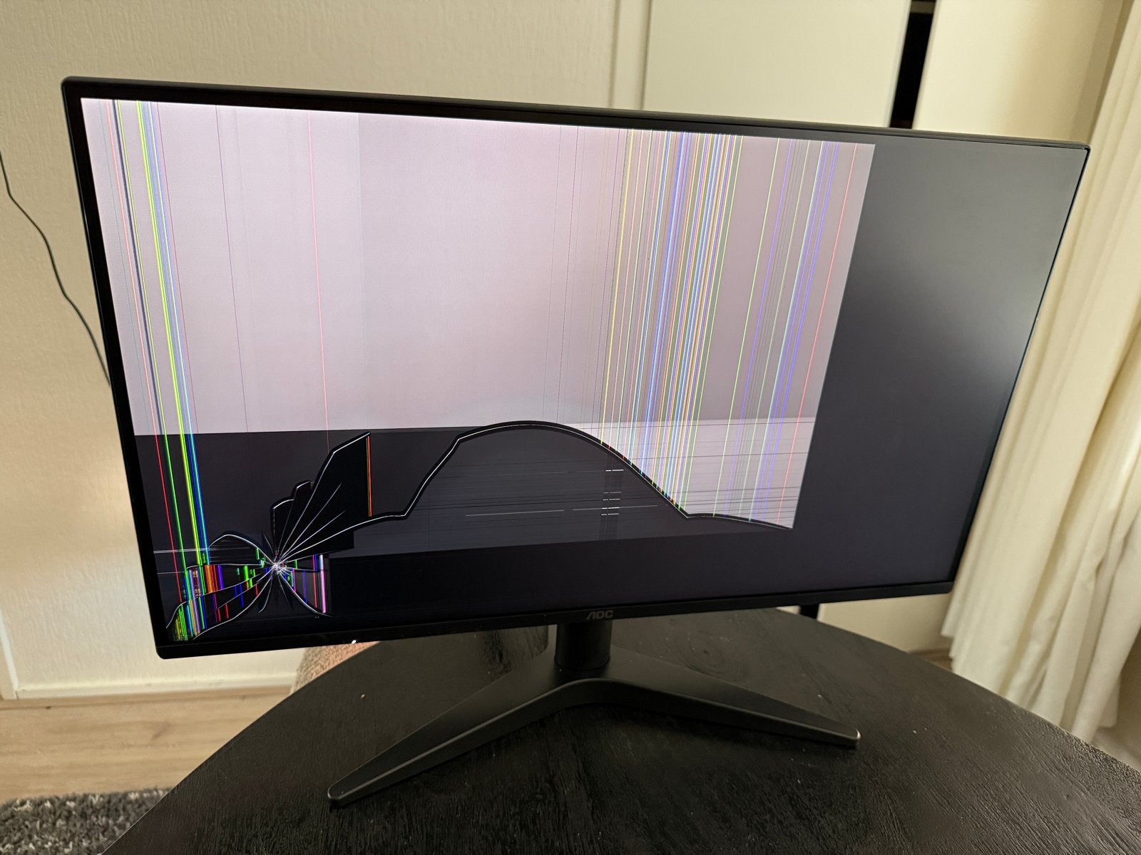 AOC Q27B36X Monitor - Defect (scherm gebroken), Gaming, HDMI, IPS, Kantelbaar
