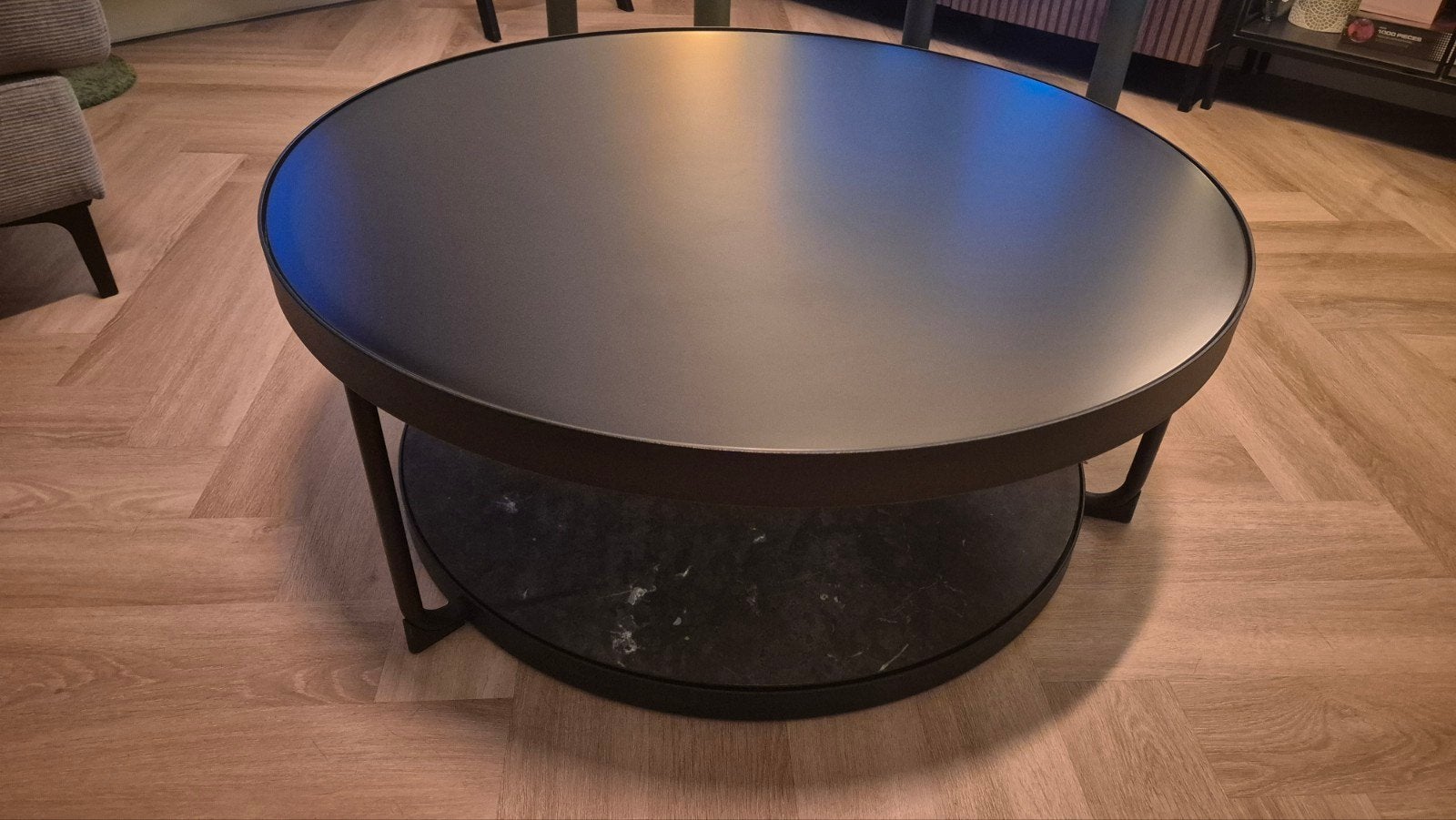 IKEA FRÖTORP Salontafel, antraciet marmerpatroon/zwart glas, Huis en Inrichting, Tafels | Salontafels, Ophalen, 50 tot 100 cm
