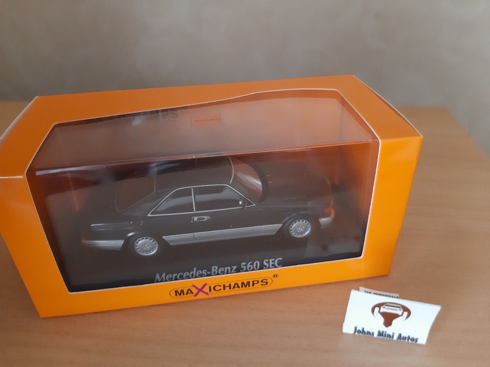 Mercedes Benz 560 SEC (C126) 1986 zwart met. Maxichamps 1:43, Overige merken, Auto, Nieuw, Ophalen of Verzenden