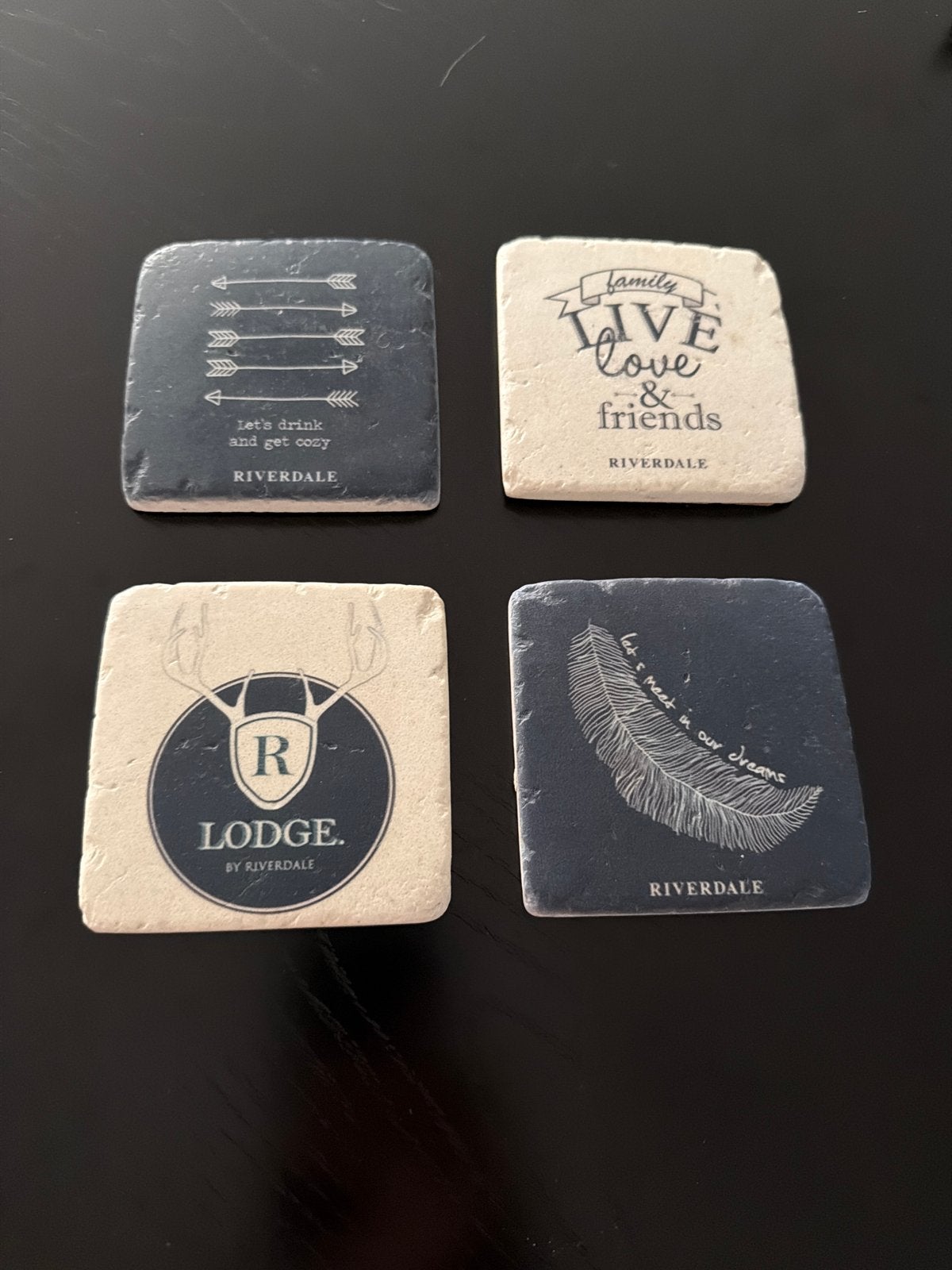 Riverdale Onderzetters - Set van 4, Steen/keramiek, Glasonderzetter, Meerkleurig, Ophalen of Verzenden
