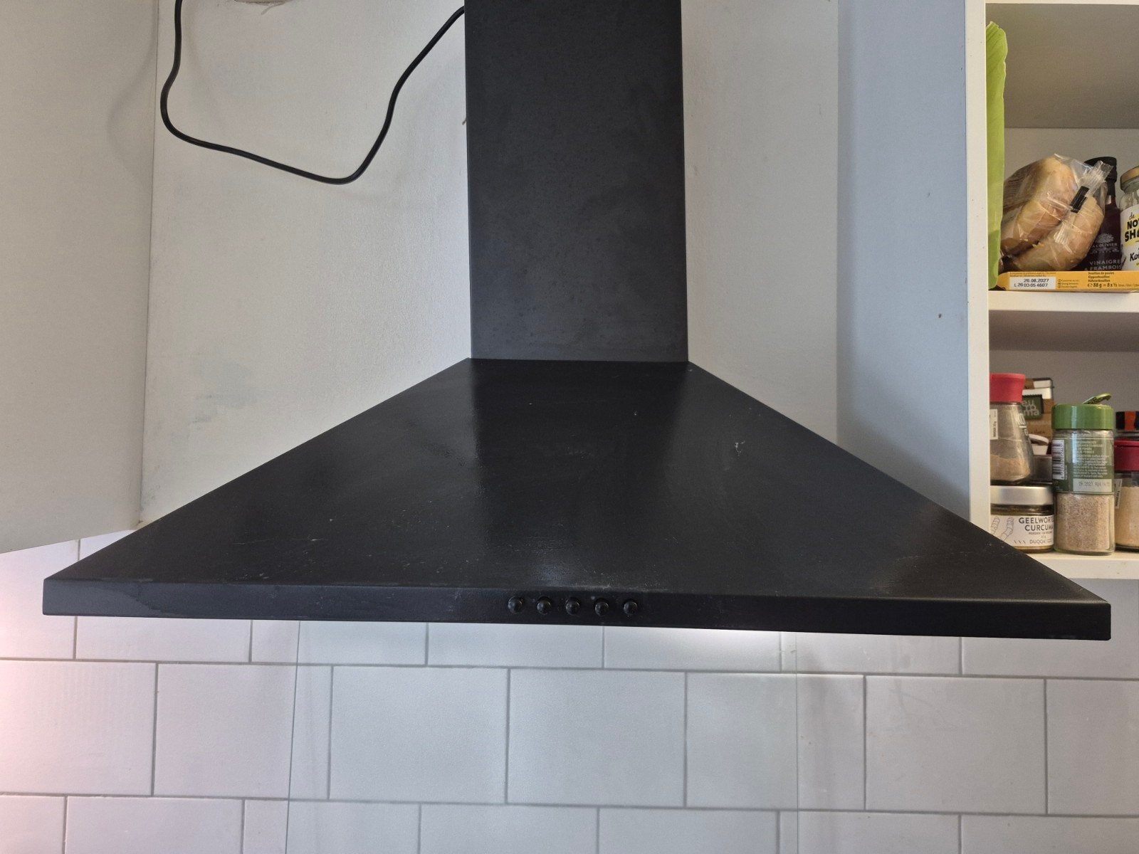 FIREGAS zwarte afzuigkap 60 cm – slechts 8 maanden oud – A++, Ophalen, Gebruikt, Wandschouwkap, Motor