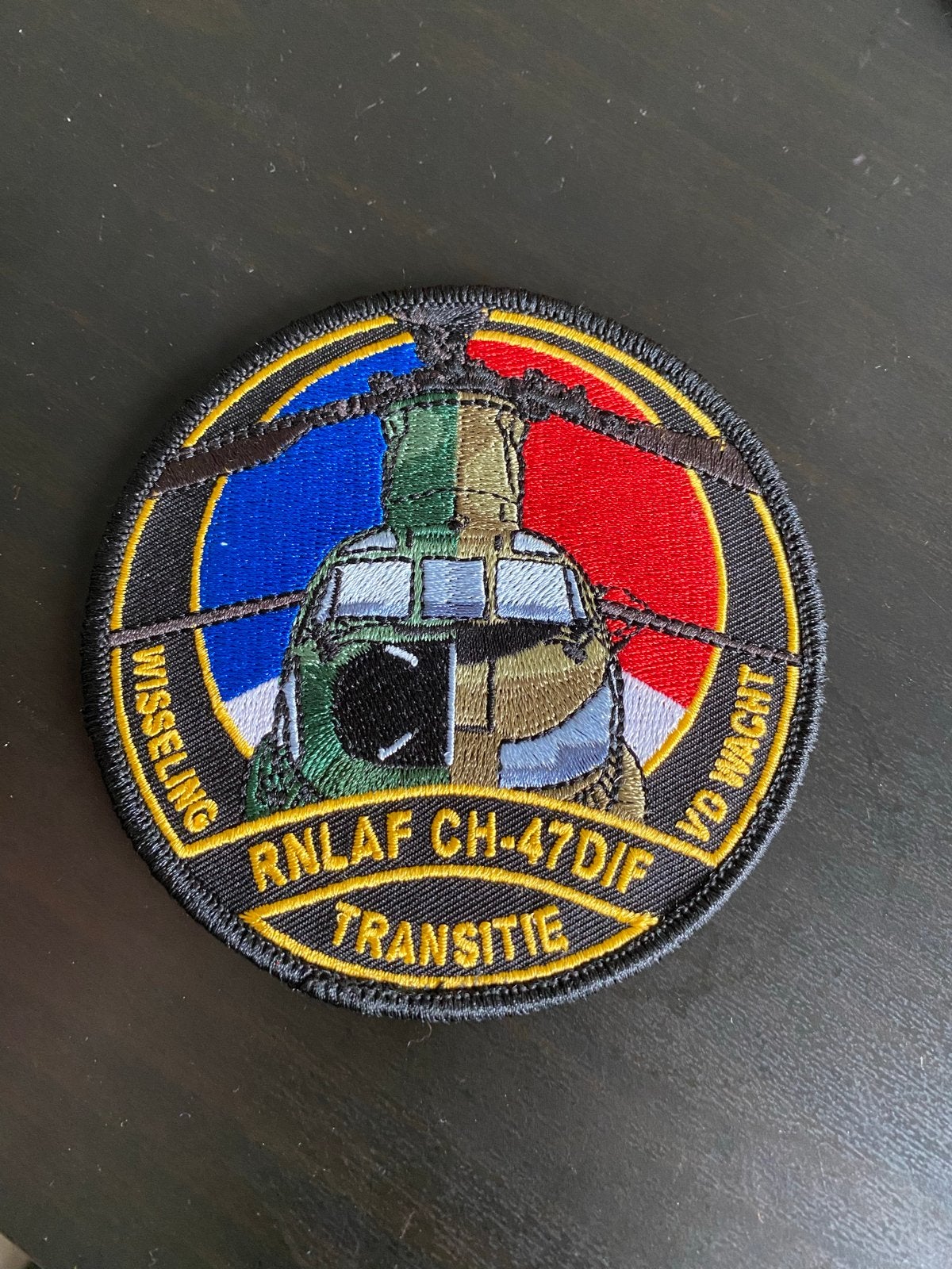 Embleem RNLNAF CH-47D/F Transitie, Ophalen of Verzenden, Luchtmacht, Nederland, Embleem of Badge