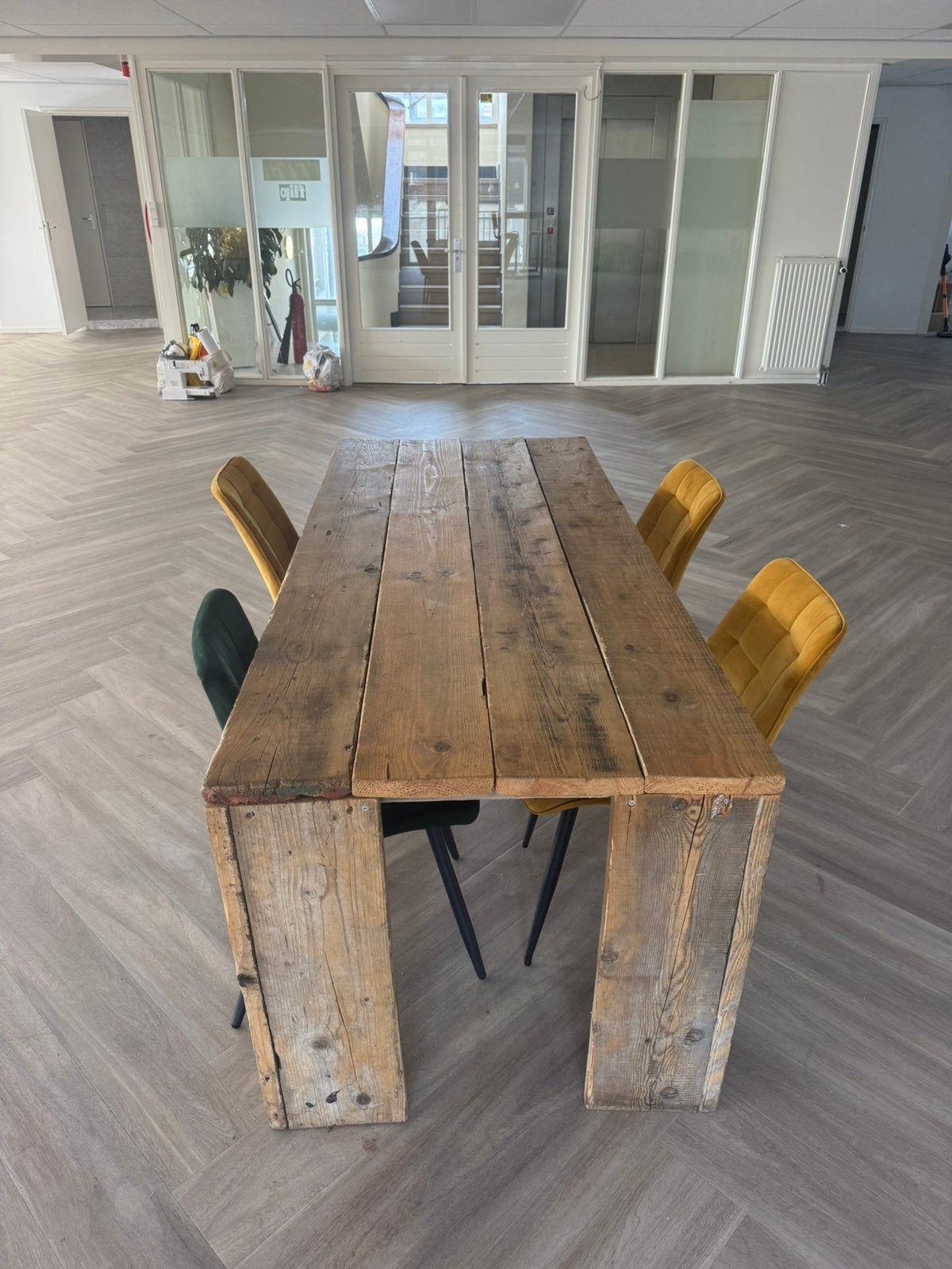 Grote houten tafel, Ophalen, 200 cm of meer, 50 tot 100 cm, Zo goed als nieuw