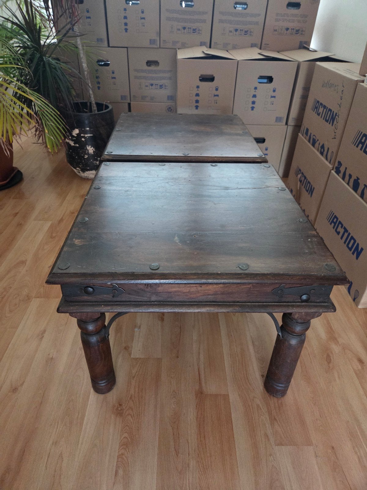 Set van 2 Teakhouten Bijzettafels - Robuust en Stijlvol, Huis en Inrichting, Minder dan 45 cm, Gebruikt, 55 tot 75 cm, Rechthoekig