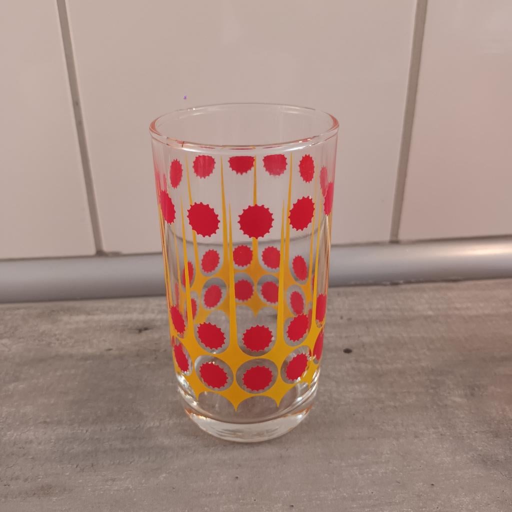 4 superleuke limonade glaasjes, seventies, mid-century, Ophalen of Verzenden, Zo goed als nieuw, Overige typen